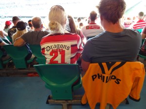 Mixed marriage - Saints and Tigers supporters.